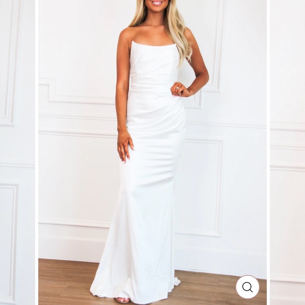 Strapless white gown